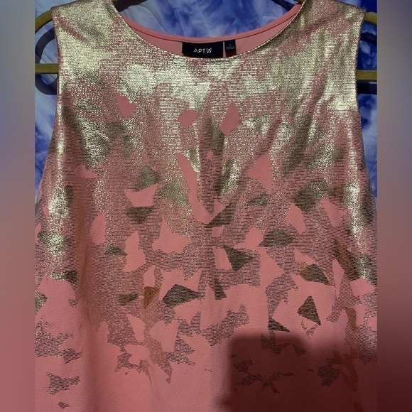 Apt. 9 Women's Coral And Gold Double Layer Flowy Sleeveless Blouse Size Large - Picture 5 of 7